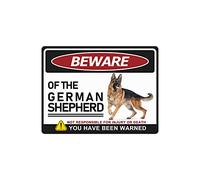 BAIWIFE German Shepherd Warning Sign 8x12inch, Beware of Dog Metal Signs for Home Outdoor Yard Fence Office Club Bar Wall Art Decor