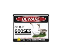 BAIWIFE Gooses Warning Sign 8x12inch, Beware of Gooses Metal Signs for Home Outdoor Yard Fence Office Club Bar Wall Art Decor
