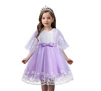 Baixia Lace Wedding Dress Flower Kid Bridesmaid Dress Ball Gown Girls Princess Pageant Evening Dresses Short Sleeve Lilac 12