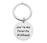 Baixian Funny Keyring Gifts for Boyfriend Girlfriend Husband Hubby Wife Gifts Valentines Day Gift for Women Men Birthday Christmas Gifts for Him and Her, You're My Favorite Dickhead