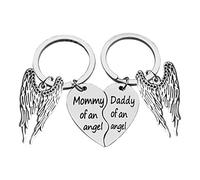 Baixian Loss Memorial Gift Mommy/Daddy of an Angel Keyring Set Miscarriage Keepsake Memorial Keychain Gift Remembrance Sympathy Gift Keyring for Child Loss Infant Loss Baby Loss