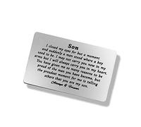 Baixian Son Gift from Mum Dad, To My Son Engraved Wallet Card, Personalized Greeting Card, Occasion: Birthday, Graduation, Christmas