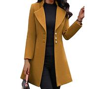 BAIXIAOCHI Winter Mid-Length Wool Lapels Look Thin, Solid Color Slim Women'S Woolen Coat Jacket