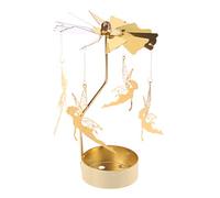 Baiyao Angel Spinning Rotary Carousel Metal Tea Light Candle Holder Center Candelabrum Golden Iron Pillar Candle Holders Candlestick Christmas/Wedding/Home Table Decor