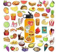 BAIYINGMOER 100Pcs Food and Fruit Stickers for Water Bottles, Waterproof Vinyl Cute Food and Vegetable Stickers for Scrapbook, Decorative Decals for Laptops, Big Stickers for Girls, Boys