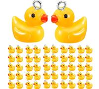BAIYIPING Mini Ducks 50 Pack Tiny Ducks - Resin Animals with Eye Buckle - Little Ducks for DIY Pendants, Necklace, Earring, Keychain | Make Gifts for Easter, Birthday, Mother's Day, Christmas