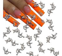 BAIYIYI Nail Charms, 20Pcs Star Nail Charms 3D Asterism Design Star Shape Alloy Charms Silver Nail Charms Nails Gems for Acrylic Nail Accessories DIY Jewelry Decoration