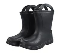 Baiyouli EVA Wellies Boots Kids Unisex, Non-Slip Waterproof Wellington Shoes Toddler with Pull On Handles, Lightweight Rubber Rain Boots Children Mid Calf Outdoors, Black, 12 UK Little Kid