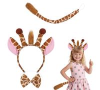 BAIYSFFG 2/3PCS Animal Costume Set,Animal Ears Headband Bowtie Tail & Tail Set Fancy Dress for Halloween,Carnival,World Book Day,Cosplay Theme Party Favors (Giraffe)