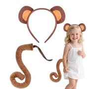 BAIYSFFG 2/3PCS Animal Costume Set,Animal Ears Headband Bowtie Tail & Tail Set Fancy Dress for Halloween,Carnival,World Book Day,Cosplay Theme Party Favors (Monkey)
