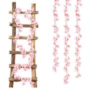 BAIYSFFG 3 Pcs Pink Artificial Silk Cherry Blossom Garland Vines Hanging Vine Garland Artificial Flowers,180 CM Fake Floral garland for Outdoor Indoor Wedding Wall Badroom Ceremony Home Wedding Decora
