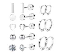 BAIYSFFG 8Pairs Silver Studs Earrings for Women Sterling Silver Stud Earrings 8Pairs Silver Studs Earrings for Women Heart Silver Studs Cubic Zirconia Hypoallergenic Silver Earrings,Sterling Silver Ea