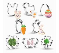 BAIYSFFG 8PCS Easter Cookie Cutters,Cookie Cutter Set Stainless Steel Rabbit, Carrot, Butterfly, Egg, Chick
