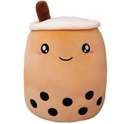 BAIYSFFG Cute Cartoon Boba Milk Tea Soft Plush Doll, Giant Boba Bubble Plushie Stuffed Tea Cup Pillow Gift Toys(Brown,25CM) (Brown-24cm)