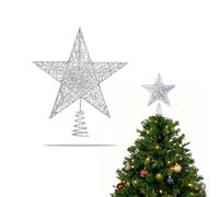 BAIYSFFG Glitter Tree Star,Christmas Tree Topper, Large Metal Tree Top Star for Xmas Tree Topper Ornaments Christmas Home Decorations,20 * 25 CM (Silver)