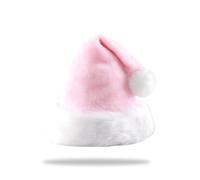 BAIYSFFG Santa Hat, Red Velvet Christmas Hat, Comfort Extra Thicken Classic Fur Holiday Xmas Hat for Adults and Kids, Christmas New Year Party Supplies (Pink-Adult)