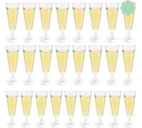 Baiyuanli 25Pcs Plastic Champagne Flutes Clear Champagne Glasses Flutes Reusable Stemmed Champagne Glasses Party Wine Cups 5.3oz Hand Washable Plastic Flutes Glass for Party Wedding Barbecue