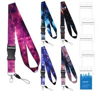 Baiyuanli 5Pcs Galaxy Lanyards Chain Lanyards with Card Holder Lanyards for Neck Badge Lanyards with Mental Clip and 5Pcs Waterproof Plastic Badge Holder for Key Card Wallet (21 * 1 inch)