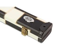 BAIZE MASTER 3/4 Deluxe Patch Snooker Pool Cue Case with Tough Plastic Ends - Holds One 3/4 Cue (White and Black)