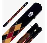 BAIZE MASTER 3/4 Joint 2 Slot Diamonds Luxury Round End Snooker and Pool Cue Case with Studs - Holds 1 x ¾ Cue + Extensions and Accessories (Brown)