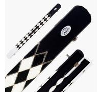 BAIZE MASTER 3/4 Joint 2 Slot Diamonds Luxury Round End Snooker and Pool Cue Case with Studs - Holds 1 x ¾ Cue + Extensions and Accessories (White)