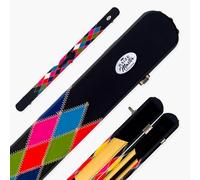 BAIZE MASTER 3/4 Joint 2 Slot Diamonds Luxury Round End Snooker and Pool Cue Case with Studs - Holds 1 x ¾ Cue + Extensions and Accessories (Multi)