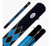 BAIZE MASTER 3/4 Joint 2 Slot Diamonds Luxury Round End Snooker and Pool Cue Case with Studs - Holds 1 x ¾ Cue + Extensions and Accessories (Blue)
