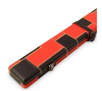 BAIZE MASTER 3/4 Luxury Patch Snooker Pool Cue Case with Round Corners and Securing Straps - Holds One 3/4 Cue (Red and Black)