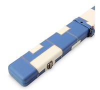 BAIZE MASTER 3/4 Luxury Patch Snooker Pool Cue Case with Round Corners and Securing Straps - Holds One 3/4 Cue (Blue and White)