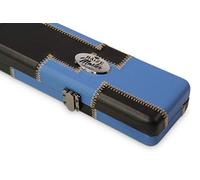 BAIZE MASTER 3/4 Luxury Patch Snooker Pool Cue Case with Round Corners and Securing Straps - Holds One 3/4 Cue (Black and Blue)