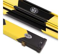 BAIZE MASTER Arrow Deluxe 2 Piece Snooker and Pool Cue Case with Matching Coloured Interiors and Hard Plastic Ends for Centre Joint Cues (Yellow)