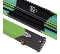BAIZE MASTER ARROW Deluxe 2pc Snooker Pool Cue Case with Matching Coloured Interiors and Hard Plastic Ends For Centre Joint Cues - VARIOUS DESIGNS (Green)