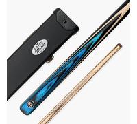 BAIZE MASTER BLACKLINE CLASSIC 57 Inch 2 Piece Centre Joint Heavy Weight English Pool Cue and Case Set 8.5mm Layered Pro Leather Tip Black Hard Case (Blue)