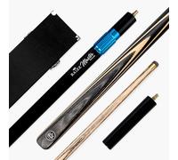 BAIZE MASTER BLACKLINE CLASSIC 57 Inch 2 Piece Centre Joint Heavy Weight Snooker and Pool Cue and Case Set 9.5mm Layered Pro Leather Tip - Black Hard Case and Extensions (Grey)