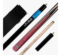BAIZE MASTER BLACKLINE CLASSIC 57 Inch 2 Piece Centre Joint Heavy Weight Snooker and Pool Cue and Case Set 9.5mm Layered Pro Leather Tip - Black Hard Case and Extensions (Purpleheart)