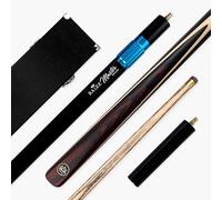 BAIZE MASTER BLACKLINE CLASSIC 57 Inch 2 Piece Centre Joint Heavy Weight Snooker and Pool Cue and Case Set 9.5mm Layered Pro Leather Tip - Black Hard Case and Extensions (Crimson)
