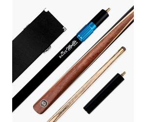 BAIZE MASTER BLACKLINE CLASSIC 57 Inch 2 Piece Centre Joint Heavy Weight Snooker and Pool Cue and Case Set 9.5mm Layered Pro Leather Tip - Black Hard Case and Extensions (Rosewood)