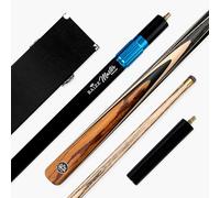 BAIZE MASTER BLACKLINE ELITE 57 Inch 2 Piece Centre Joint Heavy Weight Snooker and Pool Cue and Case Set 9.5mm Layered Pro Leather Tip Black Hard Case and Extensions (Zebrano)