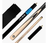 BAIZE MASTER BLACKLINE ELITE 57 Inch 2 Piece Centre Joint Heavy Weight Snooker and Pool Cue and Case Set 9.5mm Layered Pro Leather Tip Black Hard Case and Extensions (Maple)
