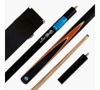 BAIZE MASTER CRUCIBLE 57 2 Piece Centre Joint Snooker Pool Cue and Case Set 9.5mm Tip 3 SLOT CASE, Long Telescopic Extension + Mini Butt (Orange)