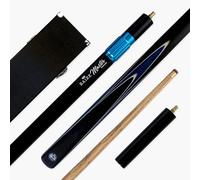 BAIZE MASTER CRUCIBLE 57 2 Piece Centre Joint Snooker Pool Cue and Case Set 9.5mm Tip 3 SLOT CASE, Long Telescopic Extension + Mini Butt (Blue)