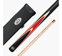 BAIZE MASTER CRUCIBLE 57 Inch 2 Piece Centre Joint Hand Spliced Ash Snooker and Pool Cue with 9.5mm Red Layered Pro Tip (Red Cue with Hard Case)