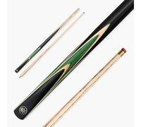 BAIZE MASTER CRUCIBLE 57 Inch 2 Piece Centre Joint Hand Spliced Ash Snooker Pool Cue with 9.5mm Tip + Mini Butt Extension (Green)