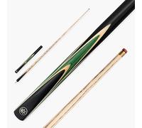BAIZE MASTER CRUCIBLE Hand Spliced Jointed 57 Inch Snooker Pool Cue with Smooth Premium Ash Shaft and Ebony Style Butt with a 9.5mm Pro Leather Tip Includes 6 Inch Mini Butt Extension (Green)