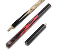 BAIZE MASTER G14 Gold Series 57 Inch EMPEROR English Pool Cue Hand Spliced 3/4 Jointed Professional Ebony 8-Ball Pool Cue with a Precision 8mm Tip and 6 Inch Mini Butt Extension (Red)