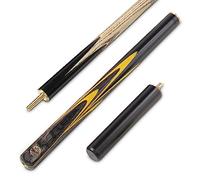 BAIZE MASTER G14 Gold Series 57 Inch EMPEROR English Pool Cue Hand Spliced ¾ Jointed Professional Ebony 8-Ball Pool Cue with a Precision 8mm Tip and 6 Inch Mini Butt Extension (Yellow)