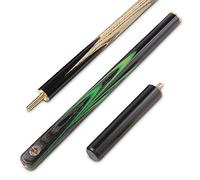 BAIZE MASTER G14 Gold Series 57 Inch EMPEROR English Pool Cue Hand Spliced ¾ Jointed Professional Ebony 8-Ball Pool Cue with a Precision 8mm Tip and 6 Inch Mini Butt Extension (Green)