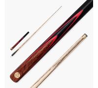 BAIZE MASTER Gold Series Ascot 57 Inch ¾ Joint Professional English Pool Cue 8.5mm Tip with Ash Shaft and Hand Spliced Ebony Style Butt (Red)