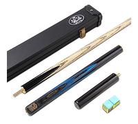 BAIZE MASTER Gold Series BLUE EMPEROR 8-BALL POOL CUE SET with 57 Inch Hand Spliced 3/4 Joint Cue 8mm Tip, Deluxe Black Interior Hard Case and 2 x Chalk (Blue)