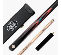 BAIZE MASTER Gold Series MARKSMAN 57 Inch ¾ Joint English Pool Cue with 8.5mm Blue Pressed Tip, Black Hard Case and 6 Inch Mini Butt Extension (Coral)